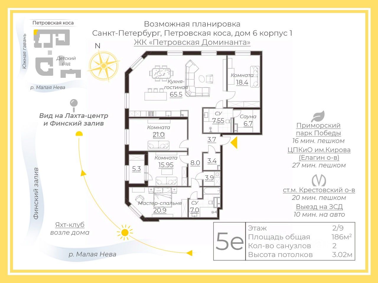Четырёхкомнатная 186 м² — ЖК Петровская Доминанта — фото 1